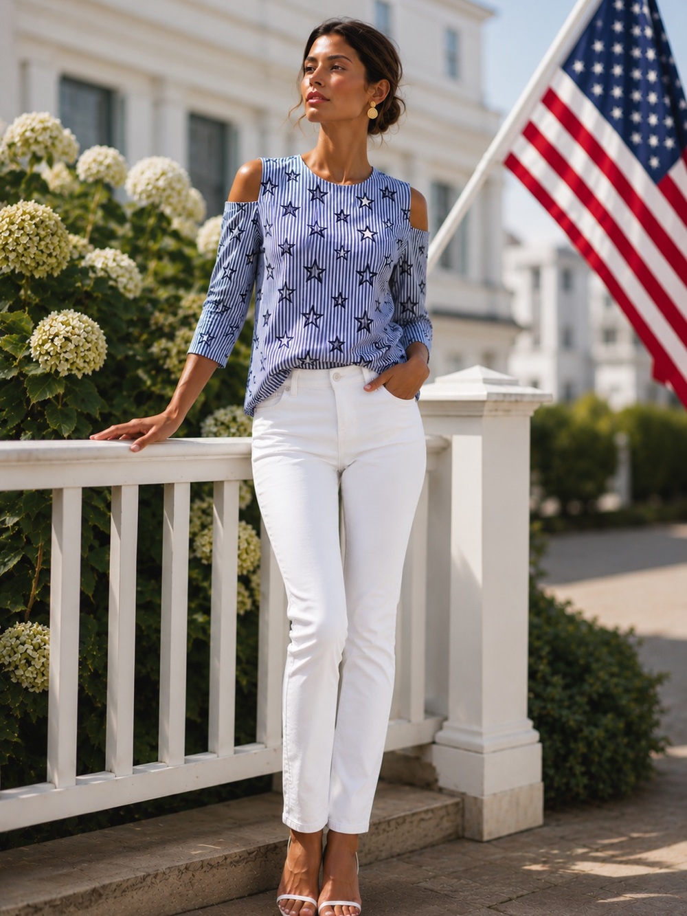 Sandro Paris Star Cut-Out Cold Shoulder Blouse | Hamptons Coastal Chic Top